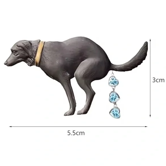 Pooping Dog Crystal Brooch - Picture 8 of 8